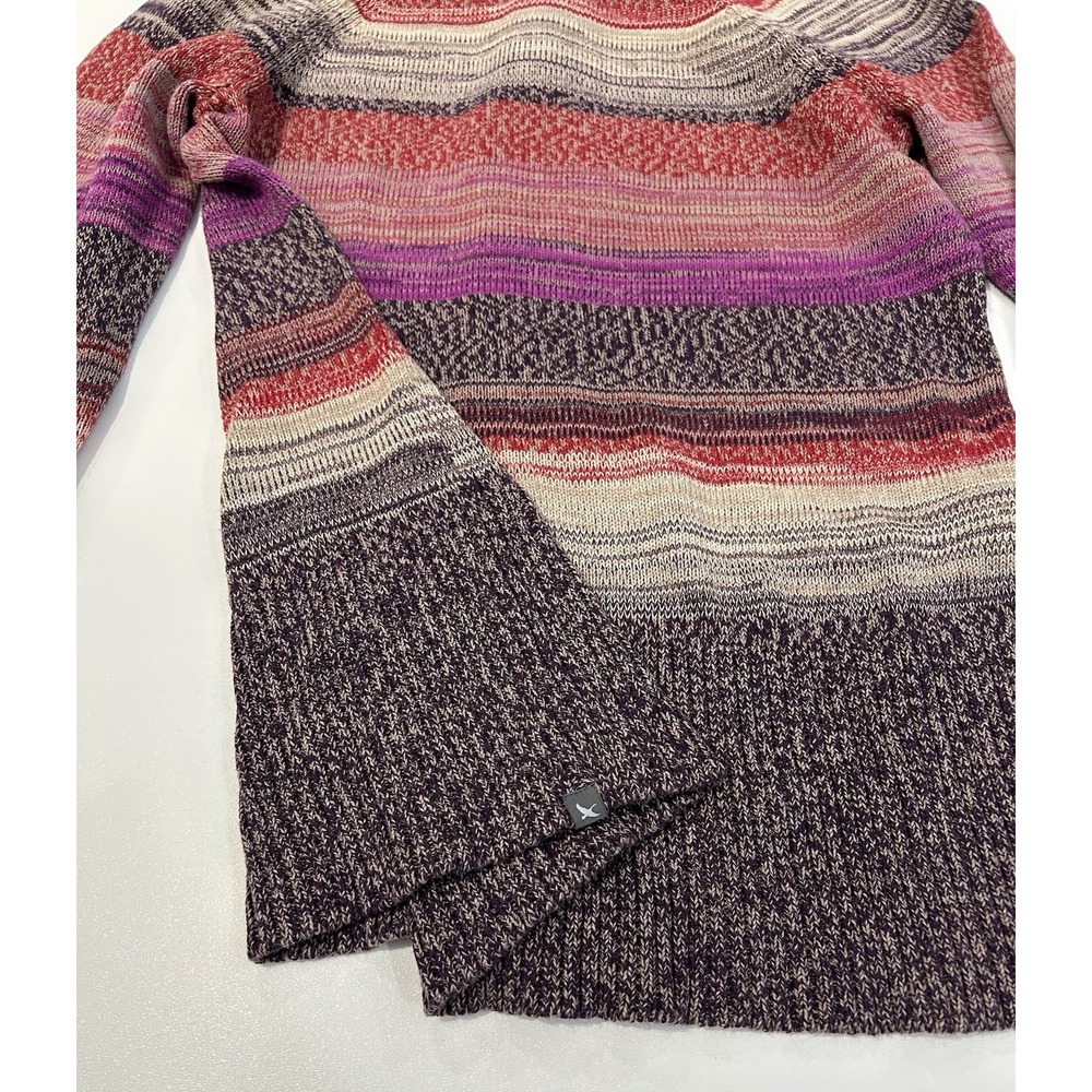 Eddie Bauer Vintage Zip-Front Pink and Purple Striped Cotton Cardigan Sweater M - Picture 9 of 10